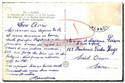 Caen — Avenue du 6 Juin, Jardin des Plantes, Kerk van Saint-Pierre, Hoofdpostkantoor — Achterkant