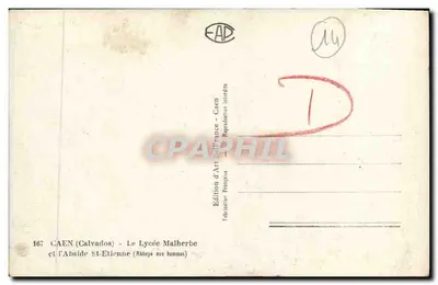 CAEN (Calvados) — Liceum Malherbe i Abp. Saint-Étienne — Wydawnictwo Sztuki Francuskiej — Rewers