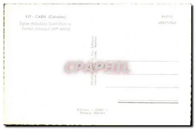 Kościół abbatialny św. Etienne — Wjazd główny (XI wiek) — Wydawnictwo GABY, Nantes — Rewers