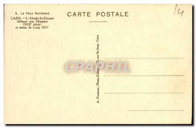 Caen — Abadia dos Homens (XIIIº século) e estátua de Luís XIV — Verso