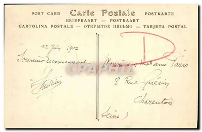 Caen — Wieża Kościoła Świętego Piotra, widok z zamku — N.D. Fot. — Rewers