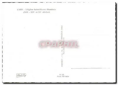Caen - Oświetlona świątynia Świętego Piotra — XIII, XIV i XV wiek — Photodit — Rewers