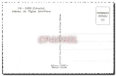 Interior da Igreja de São Pedro — Caen (Calvados) — Edições Gaby — Verso