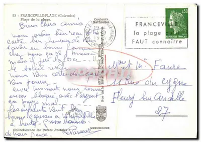 Franceville-Plage — uitzicht op de plein met het kantoor Guerchillet en het initiatiefbureau — uitgever Artaud Frères — Achterkant