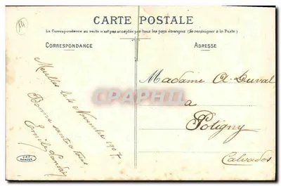 BONJOUR da Familyly — cartão postal decorado com rosas e galhos — editor não visível — Verso