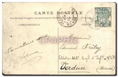 Bilhete postal antigo Evrecy O Hotel de Ville — Verso