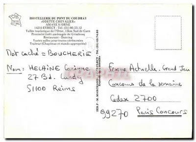 Hostellerie du Pont du Coudray — Amayé-sur-Orne — editore G. Lefevre — Verso
