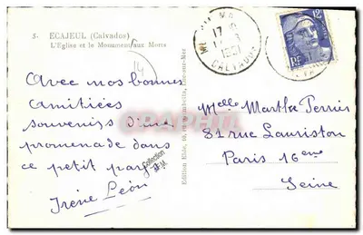 Écajeul (Calvados) — Katedra i Pomnik Pochodni — Wydawnictwo Elde — Rewers