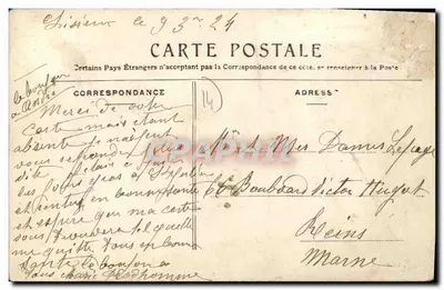 Bilhete postal antigo Argences Rue de Moult — Verso