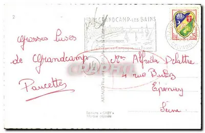 Grandcamp-les-Bains — Vista General, La Playa, El Puerto, Embarcación de pesca saliendo del Puerto, La Entrada al Puerto y el Muelle, Punta del Hal — Ediciones Gaby — Reverso