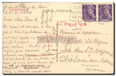 Grandcamp-les-Bains — Playa y bañistas — A. Dubos, editor, n°6 — Reverso