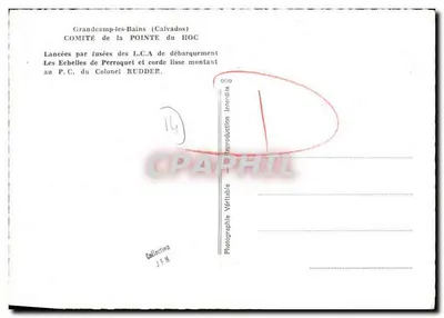 Desembarco — Operación militar — COMITÉ de la POINTE du HOC — Reverso