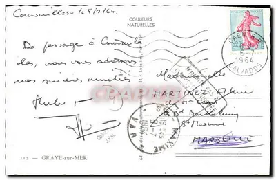 Graye-sur-Mer — A praia, a Seulles e o ponte — editor Couleurs Naturelles, n° 112 — Verso