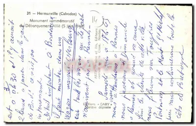 Hermanville — Monumento conmemorativo del Desembarco Aliado — Ediciones Gaby, Nantes — Reverso