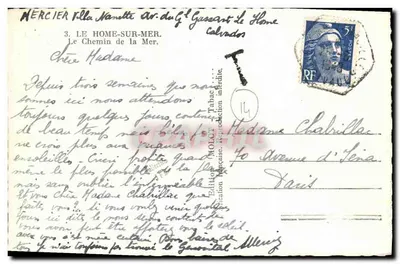 Droga do Morza — Villa Namette, Le Homme-sur-Mer — Wydawnictwo Francuskie — Rewers