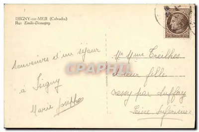 Isigny-sur-Mer — ulica Émile-Demagny — C. Cun, n° 101 — Rewers