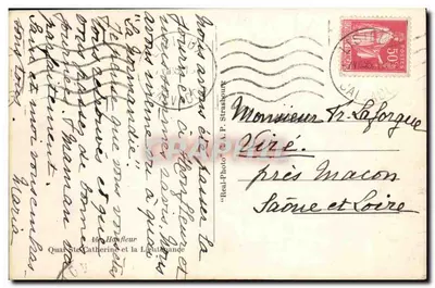 Widok Honfleur — Quai Sainte-Catherine i latarnia morska — wydawca A.P. Strasbourg — Rewers