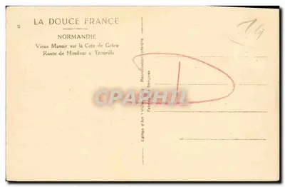 Velho Château na Costa da Graça — Estrada de Honfleur a Trouville — Edição Yvon — Verso