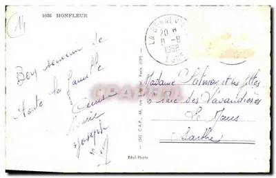 Honfleur — Quai Sainte-Catherine, Katedra Sainte-Catherine, La Lieutenancé, Port, Katedra Notre-Dame-de-Grâce — Souvenir de Honfleur — Rewers