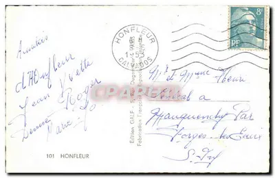 Honfleur — Lembrança de Honfleur — Edição GALF — Verso
