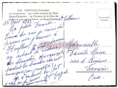 Honfleur — Calçada de Santa Catarina, Porto, Cruz do Calvário, Velho Sintrão — Edições Chantal, Paris — Verso