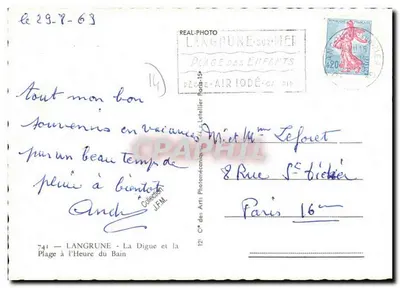 Langrune-sur-Mer — Plaża Dzieci — wydawca CARO, nr 741 — Rewers