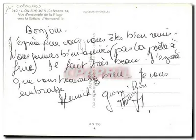 Lion-sur-Mer (Calvados) — Pejzaż ogólnej plaży w kierunku Brèche d'Hermanville — Artatlas, nr 156 — Rewers