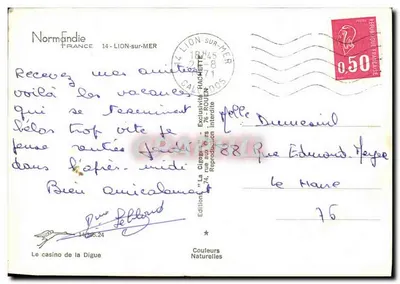 Lion-sur-Mer — vue du quai et de l'hôtel 'La Cigogne' — Édition 'La Cigogne' — Rewers