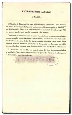 Lion-sur-Mer — Castillo El Castillo — Editor Castillo, 5ª Serie — Reverso