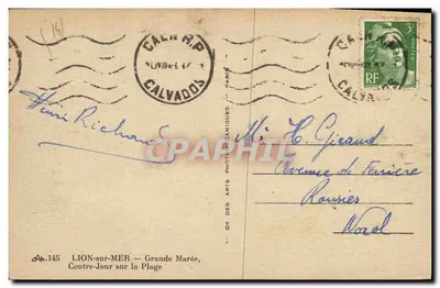 LION-sur-MER — Grande Marée, Controgiorno sulla Spiaggia — CE DES ARTS PHOTOGRAPHIQUES — Verso