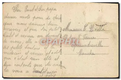 Rue de la Liberte w Fains-lès-Mâcon — widok ulicy z księgarnią i apteką — Wydawnictwo Mease Photo Poppé — Rewers