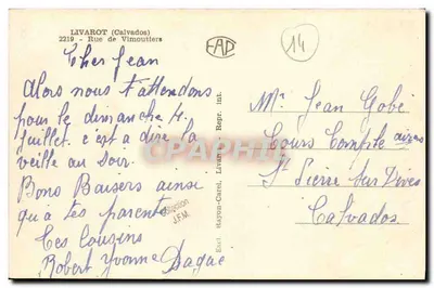 Livarot (Calvados) — Rue de Vimoutiers — Wydawca J.F.M. i n° 2219 — Rewers