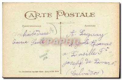 Um Olá de Livarot — cartão postal ilustrado com buquê de flores — Editor: Em. Brocherioux, Imp.-Edit.-Paris, Série N°10 bis — Verso