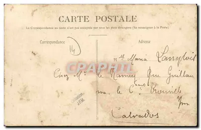 Arredores de Bayeux — LONGUES — Estrada pitoresca descendo para o mar — Editor não visível, n° de série 32 — Verso