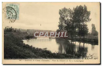 Arredores de Caen (Calvados) — Ponte do Caminho de Ferro em Louvigny — Editor P. Paris, n° 137