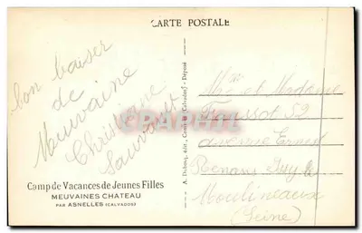Meuvaines - A Praia — Camp de Vacances de Jeunes Filles — A. Dubon, éd. (Calvados) — Verso