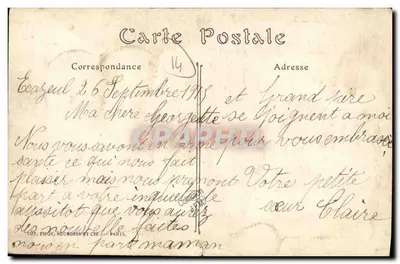 Bilhete postal antigo Mezidon A Praça Automóvel — Verso