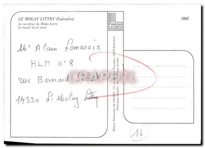 Le Molay-Littry — vista della città e del museo della mina — Editore Emy, n°2882 — Verso