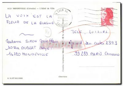 Mondeville — O Hôtel de Ville — Imprimeur Cimchrome — Verso