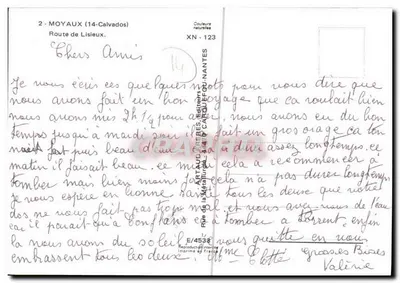 Moyaux (14-Calvados) — rua levando à igreja — Artaud-Érères, Nantes, série XN-123 — Verso