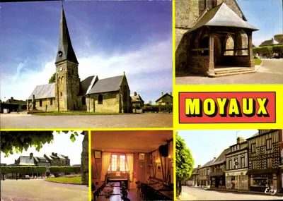 Moyaux — Igreja romana, portal do século XVII, praça, bar — Edições Normandas LE GOUTEY - n° 14