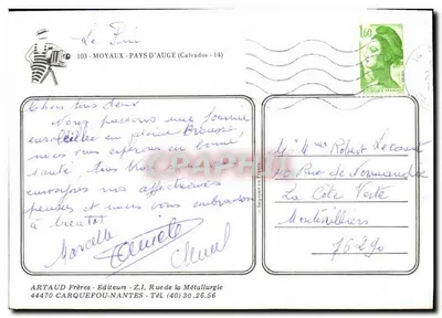 Moyaux - Pays d'Auge — Artaud Frères — Verso