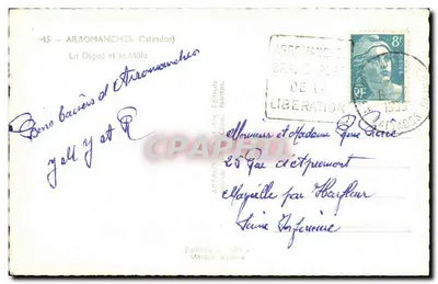 Arromanches - La Digue en het Mole — uitgever SABY, n°45 — Achterkant