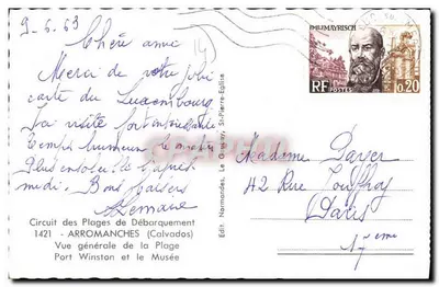 Arromanches — Algemene uitzicht op de strand, haven Winston en het museum — Ed. Le Gauvry, St-Pierre-Eglise — Achterkant