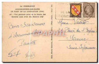 Arromanches-les-Bains — Vista geral tirada da falésia leste — Foto Chevrot, Honfleur — Verso