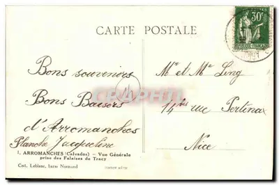 Arromanches — Algemene Uitzicht vanaf de Kliffen van Tracy — Coll. Leblanc, barat Normand — Achterkant