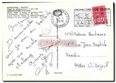 Arromanches — Desembarque do dia 6 de junho de 1944 — Editor: Impressor Mâcon — Verso