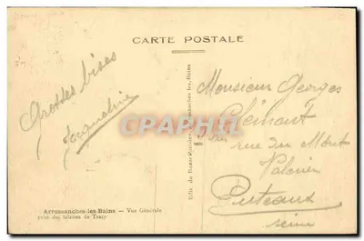 Arromanches-les-Bains — Ogólny widok z falistych skał Tracy — Wydawnictwo Bazar Paryski — Rewers