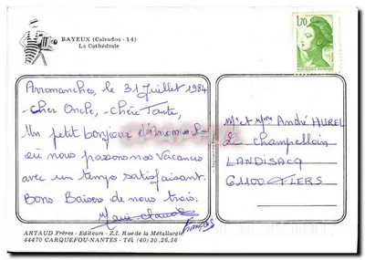 Bayeux — La Cattedrale — Artaud Frères — Verso