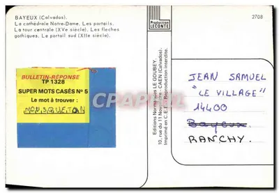 Bayeux (Calvados) — Catedral Nossa Senhora, portais e flechas góticas — Produção LECONTE — Verso